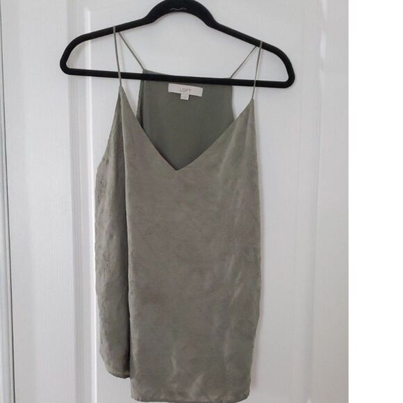 Loft XL Spaghetti Strapped Blouse, Lined, Light Green, flora pattern - Picture 4 of 6